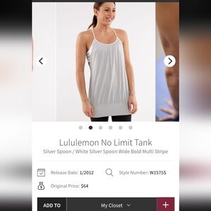 lululemon athletica White Silver Tank Top
